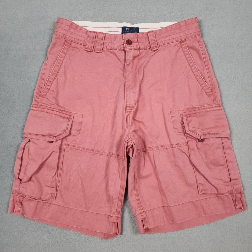 Polo Ralph Lauren Cargo Shorts Mens 33 Pink  Utility Pockets Chino